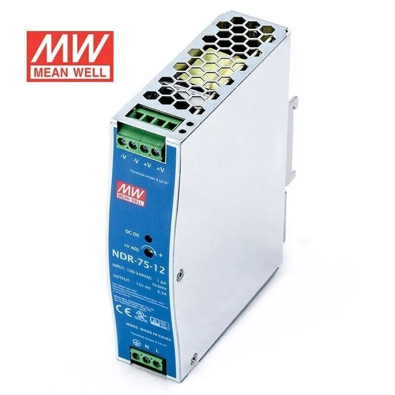 Блок питания 6.3Amp 75 Watt Industrial DIN Rail Power Supply ouput 12V NDR-75-12