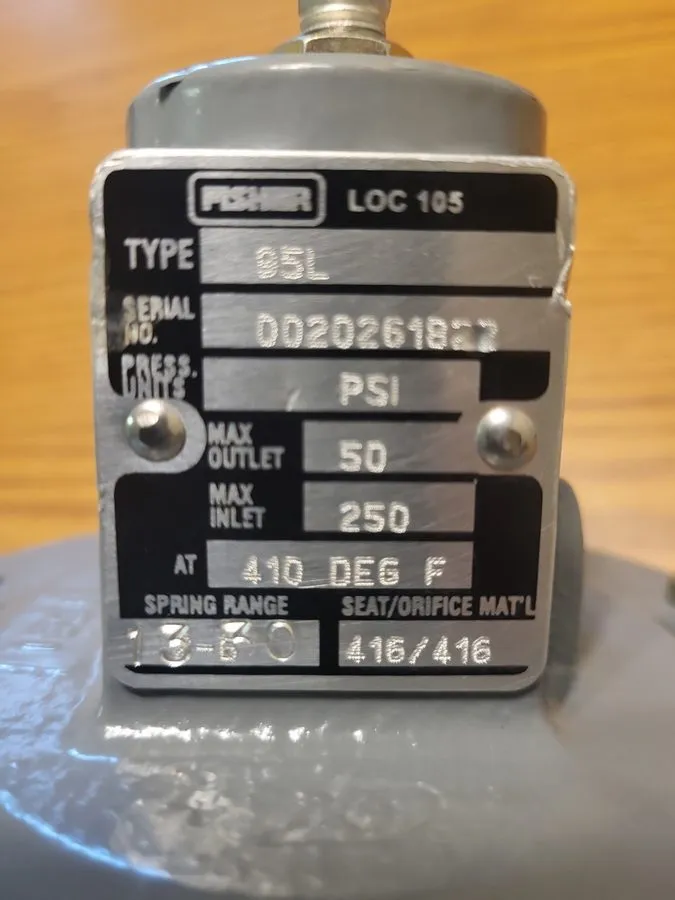 Трубопроводная арматура Fisher 0020261822 Type 95L 13-30PSI @ 410F 3/8"NPT Press — фото лота 1
