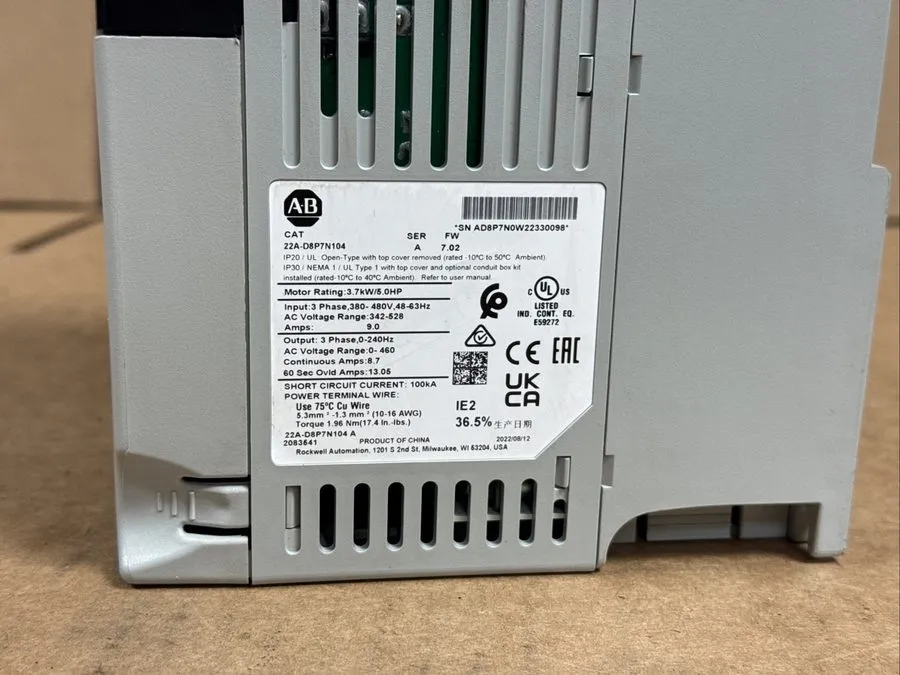 Частотный преобразователь Allen-Bradley 22A-D8P7N104 PowerFlex 4 3.7 kW (5 Hp) A