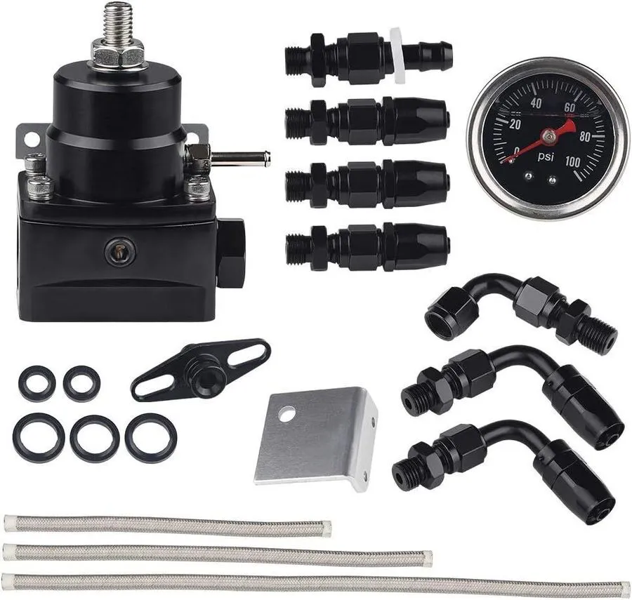 Фитинг EFI Fuel Pressure Regulator 0-100psi +Gauge AN6-6AN Fuel Line Fitting Adj