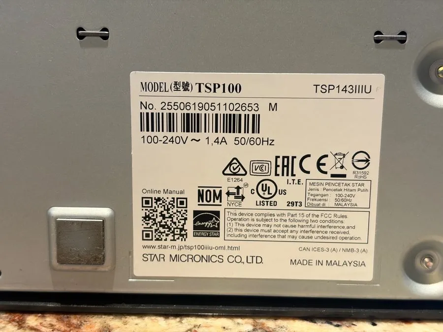 Принтер чеков Star TSP100III Thermal Receipt Printer with Extras Ethernet TSP143