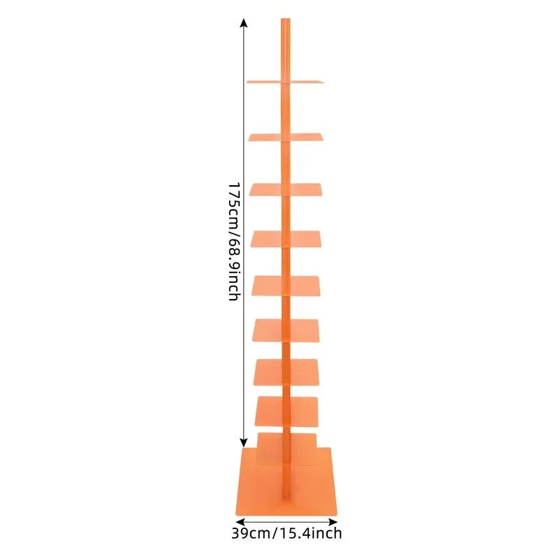 Стойка/шкаф 9-Tier Metal Spine Bookshelf Rotatable Bookshelf Space-Saving Storag — фото лота 1