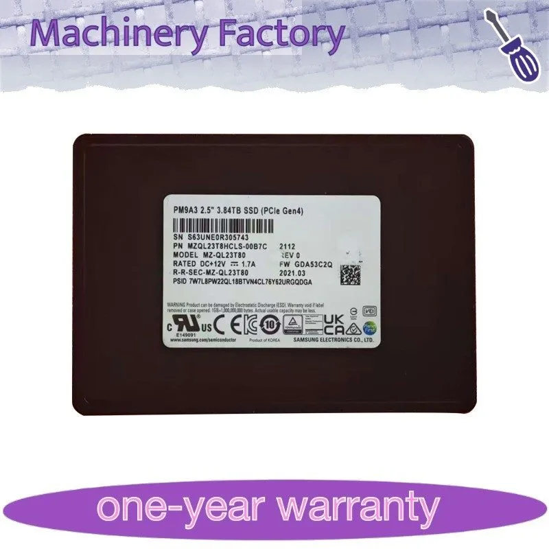 SSD-накопитель Samsung PM9A3 3.84T U.2 NVMe PCIE 4.0 Gen4 MZQL23T8HCLS-00B7C 00A