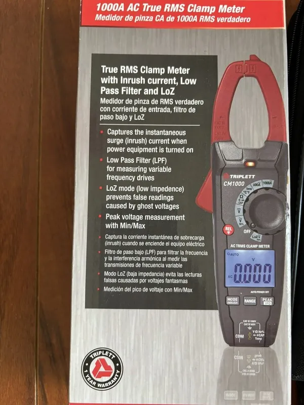 Тестер Triplett CM1000 True-RMS AC Clamp Meter, 1000A