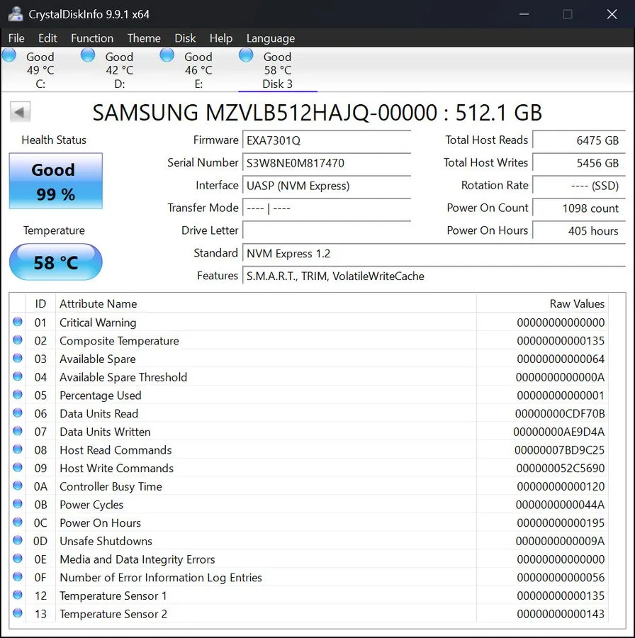 SSD-накопитель SAMSUNG PM981 512GB M.2 NVMe PCIe SSD MZ-VLB5120 Lenovo SSS0L2510