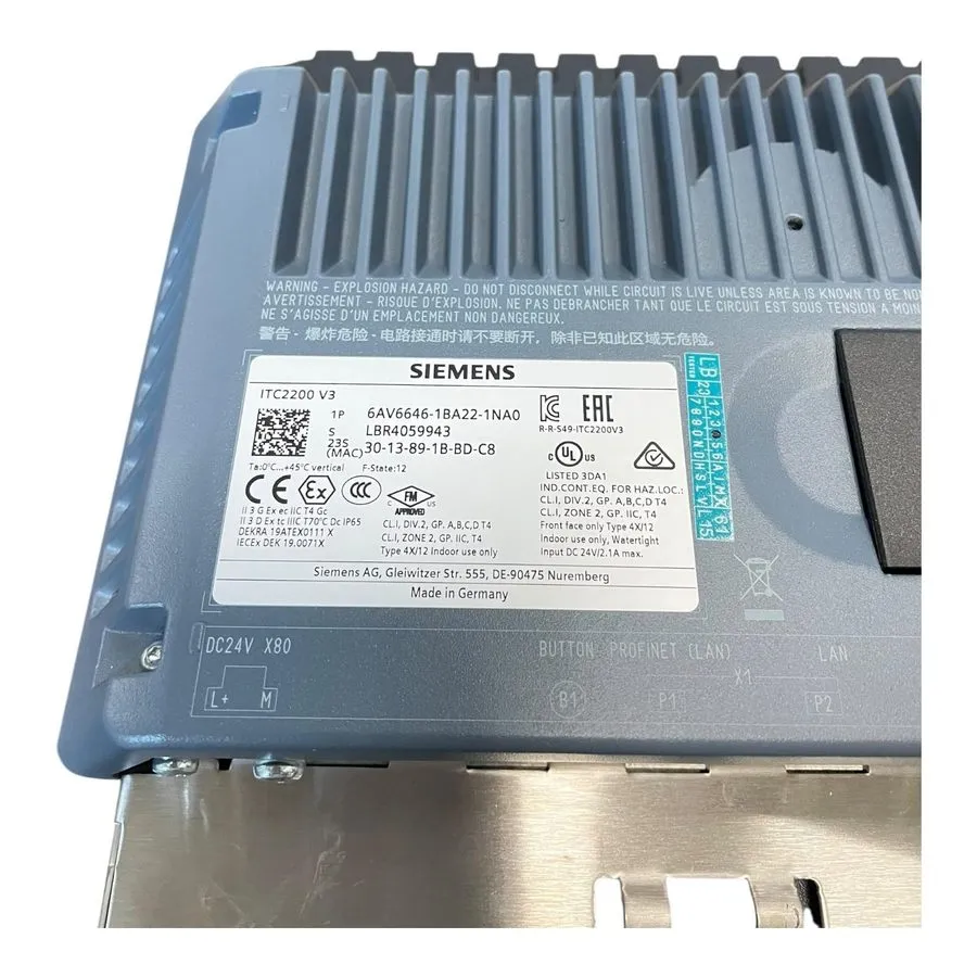 Промышленный компьютер Siemens ITC2200 V3 Panel PC PROFINET 24V DC 6AV6646-1BA22