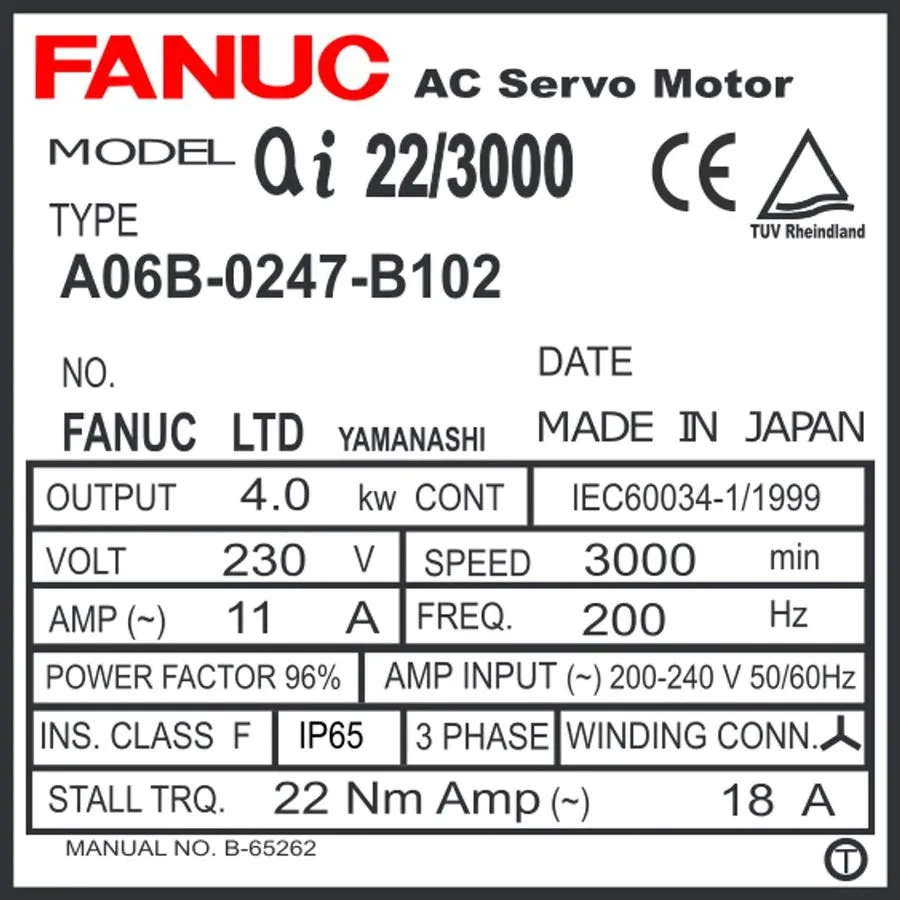Серводвигатель FANUC AC SERVO MOTOR A06B-0247-B102