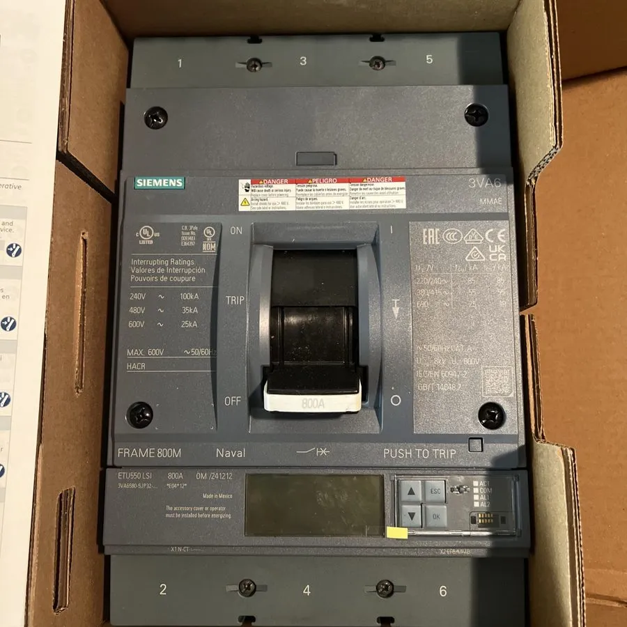 Автоматический выключатель 3VA6580-5JP32-0AA0 SIEMENS CIRCUIT BREAKER, 3P-800A — фото лота 2