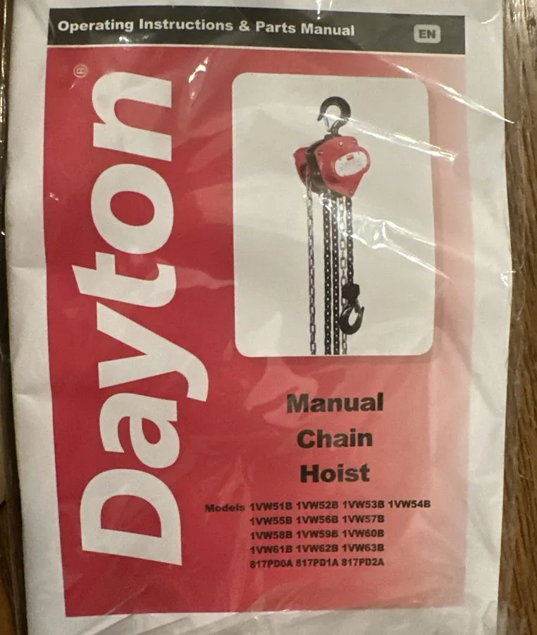Таль Dayton 817Pd1 Manual Chain Hoist, 500 Lb Cap — фото лота 1