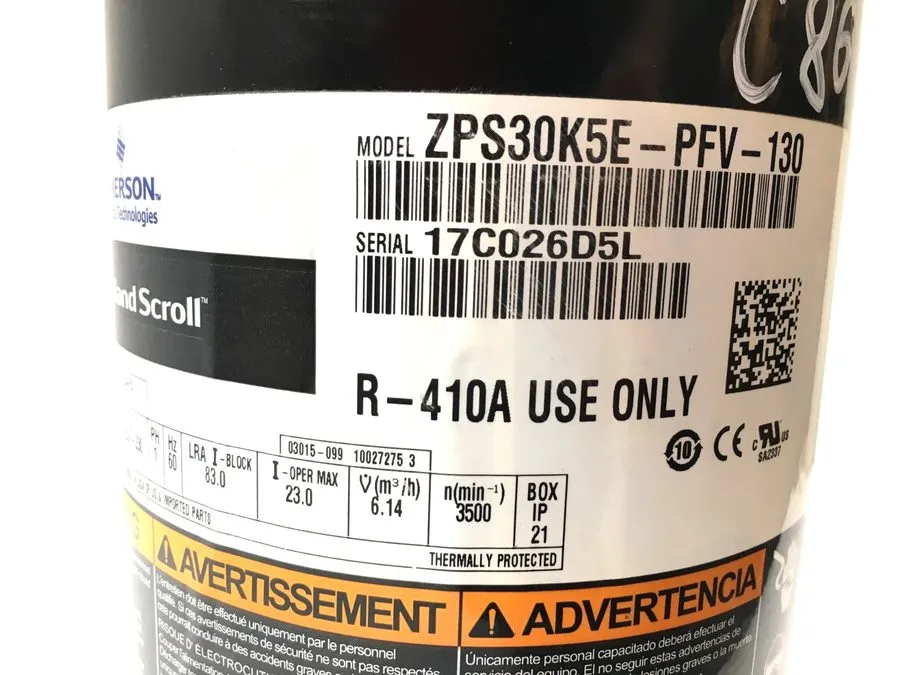 Компрессор Copeland ZPS30K5E-PFV-130 2 Stage Scroll Compressor 1 PH 230V R410A — фото лота 1