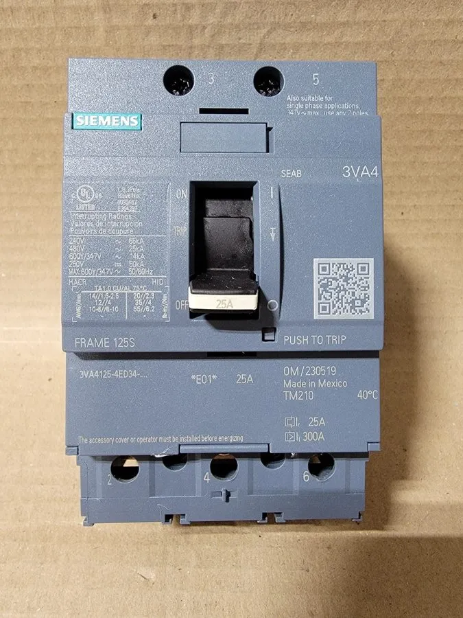 Автоматический выключатель SIEMENS BREAKER CAT: 3VA4145-4ED34-0AA0 45A 600V 3PH