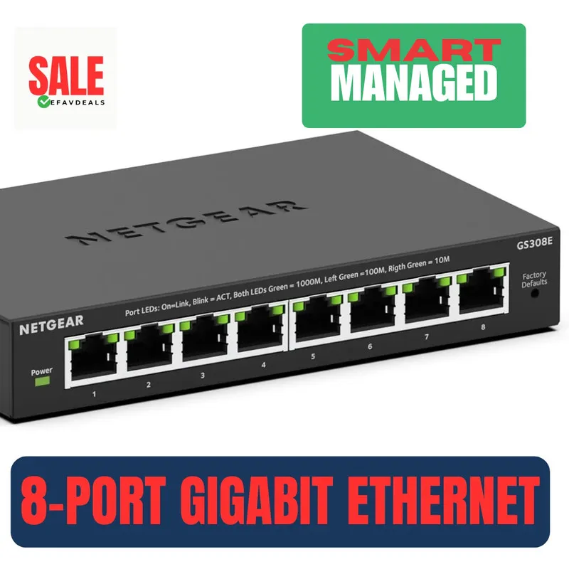 Коммутатор 8-Port Gigabit Ethernet Easy Smart Managed Essentials Switch (GS308E)