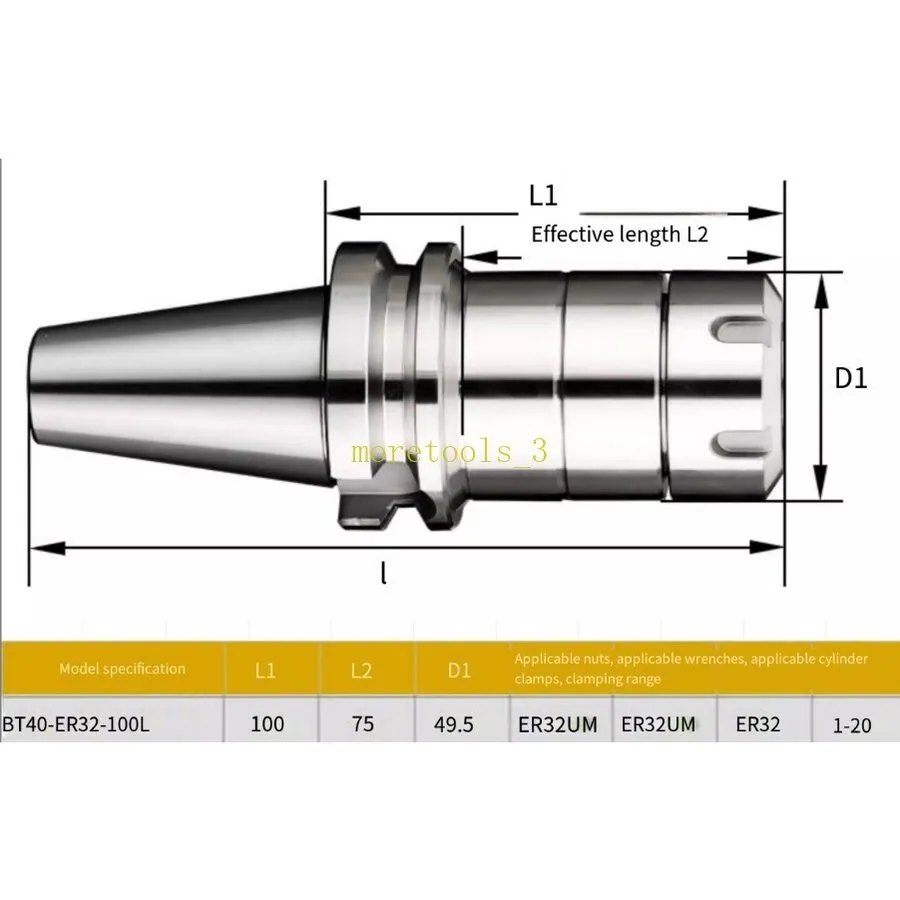 Инструментальная оправка BT40-ER32-100L Tool Holder 25000RPM Dynamic Balanced G2 — фото лота 1
