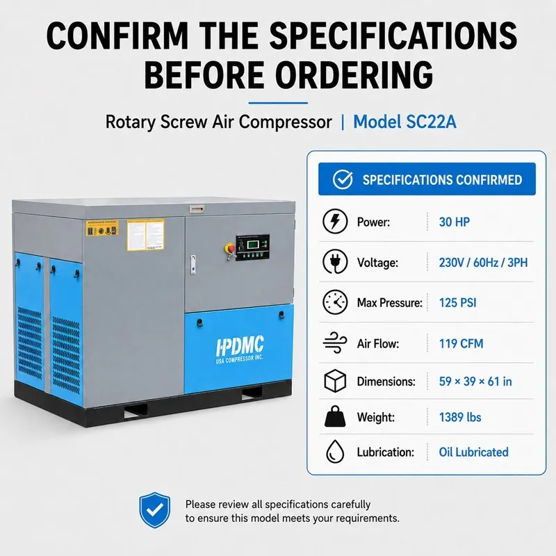 Компрессор 460V 30HP 22KW 3 Phase Industrial Rotary Screw Air Compressor 119cfm  — фото лота 1