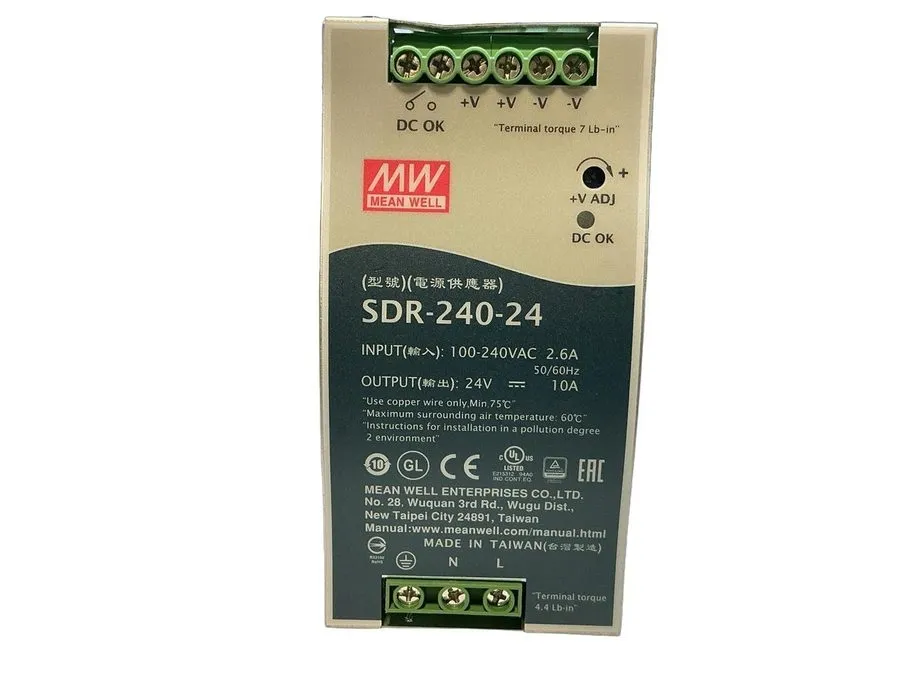 Блок питания MEAN WELL SDR-240-24 AC to DC DIN-Rail Power Supply 240W 24VDC 10A