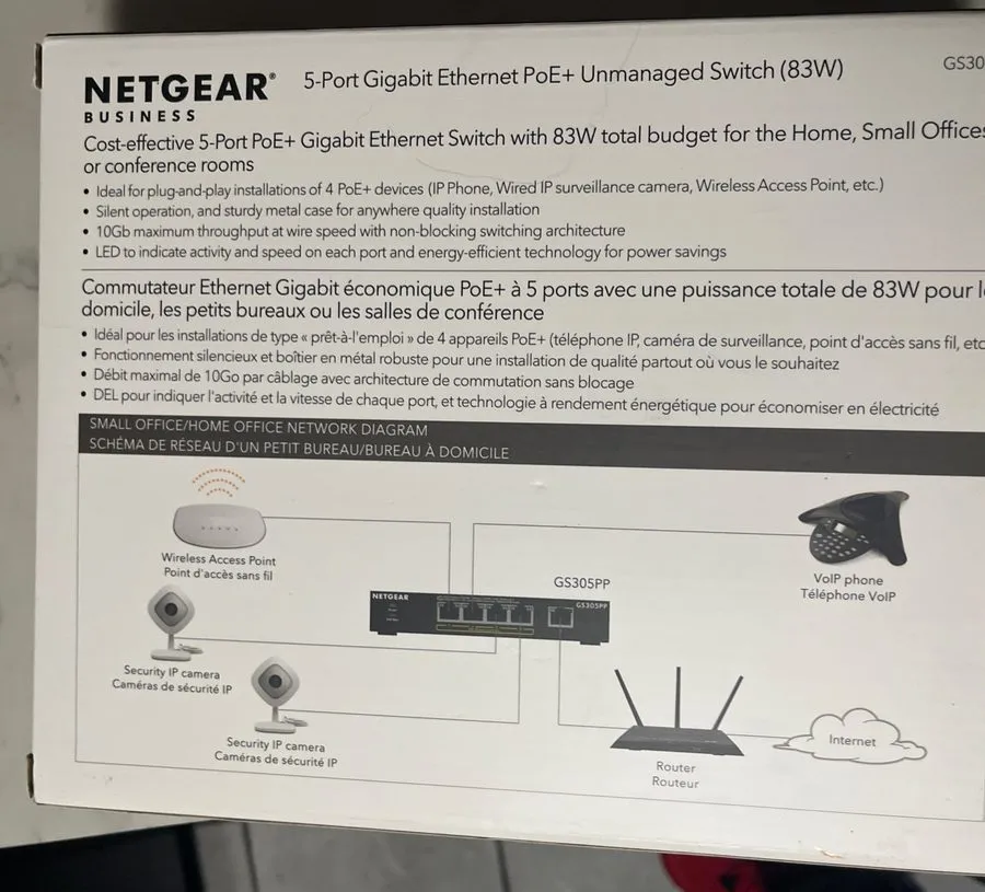 Коммутатор Netgear 83W GS305PP 5-Port Gigabit Ethernet PoE+ Unmanaged Switch — фото лота 1