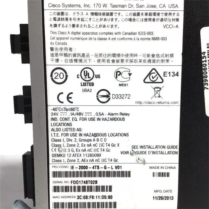 Коммутатор Cisco IE-2000-4TS-G-L V01 Industrial Ethernet Switch 2x Gigabit SFP 1