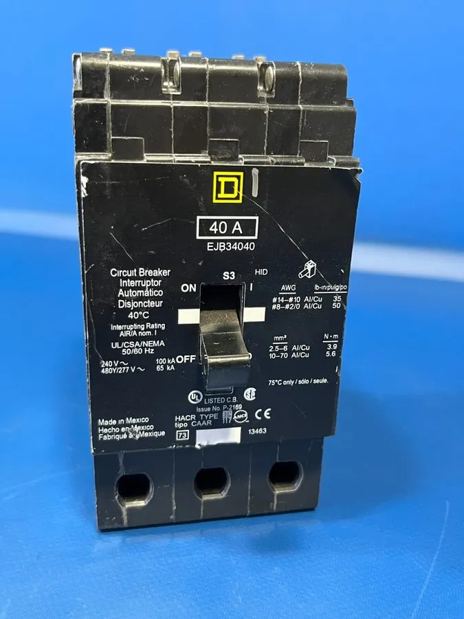 Автоматический выключатель Square D EJB34040 40A 3-Pole 480V Circuit Breaker I-L