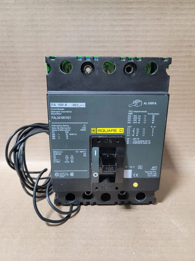 Автоматический выключатель SQUARE D FAL341001021 FAL 3P 480V 100 AMP SHUNT TRIP 