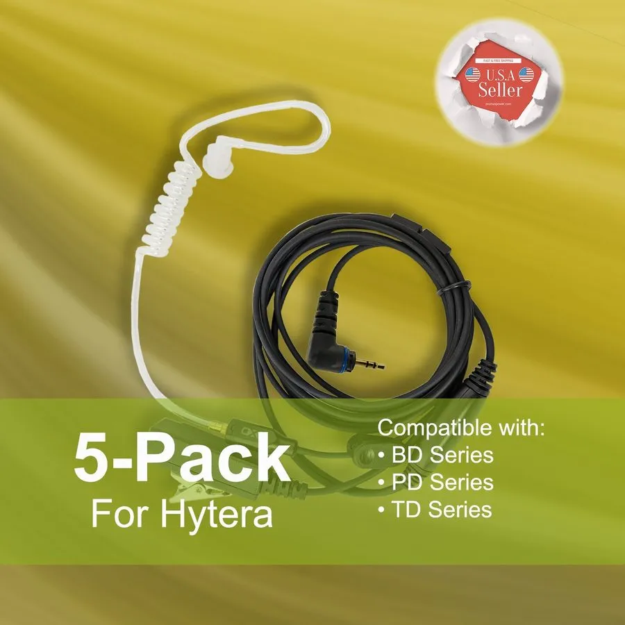 Гарнитура 5x Acoustic (2-Wir) Tube PTT Earpiece для Hytera Radio PD355 PD360 PD3