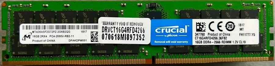 Модуль памяти 16GB 2Rx4 PC4-2666V 21300 DDR4 RDIMM Micron MTA36ASF2G72PZ-2G6 — фото лота 1