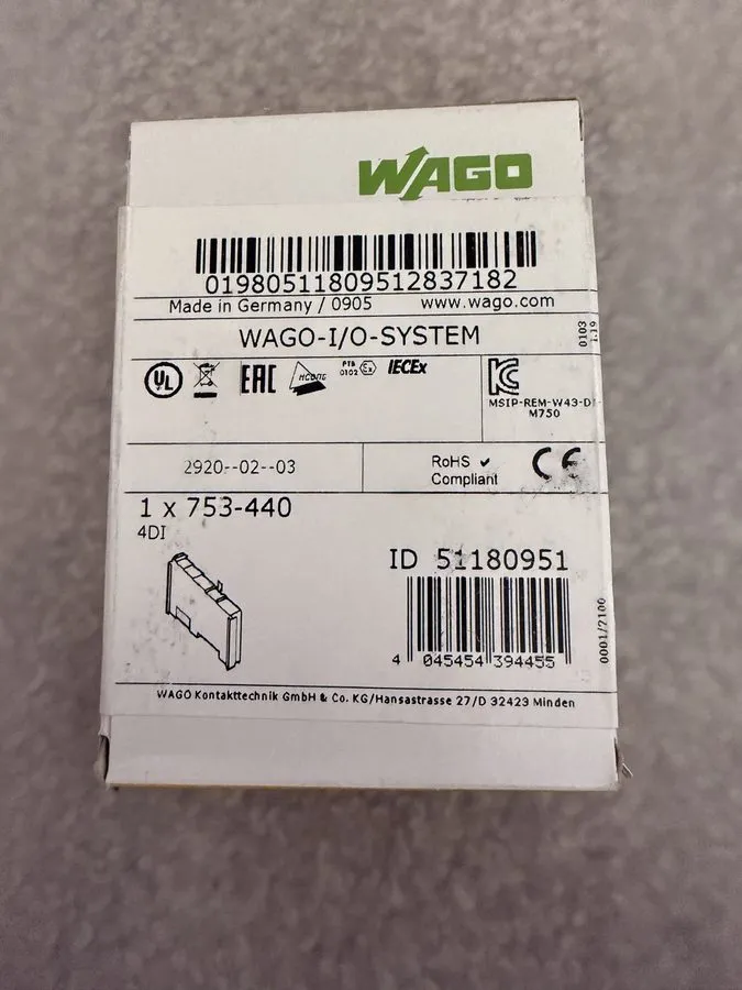 Модуль ввода-вывода WAGO 753-440 DIGITAL INPUT MODULE: 4 CHANNELS 120/230 VAC