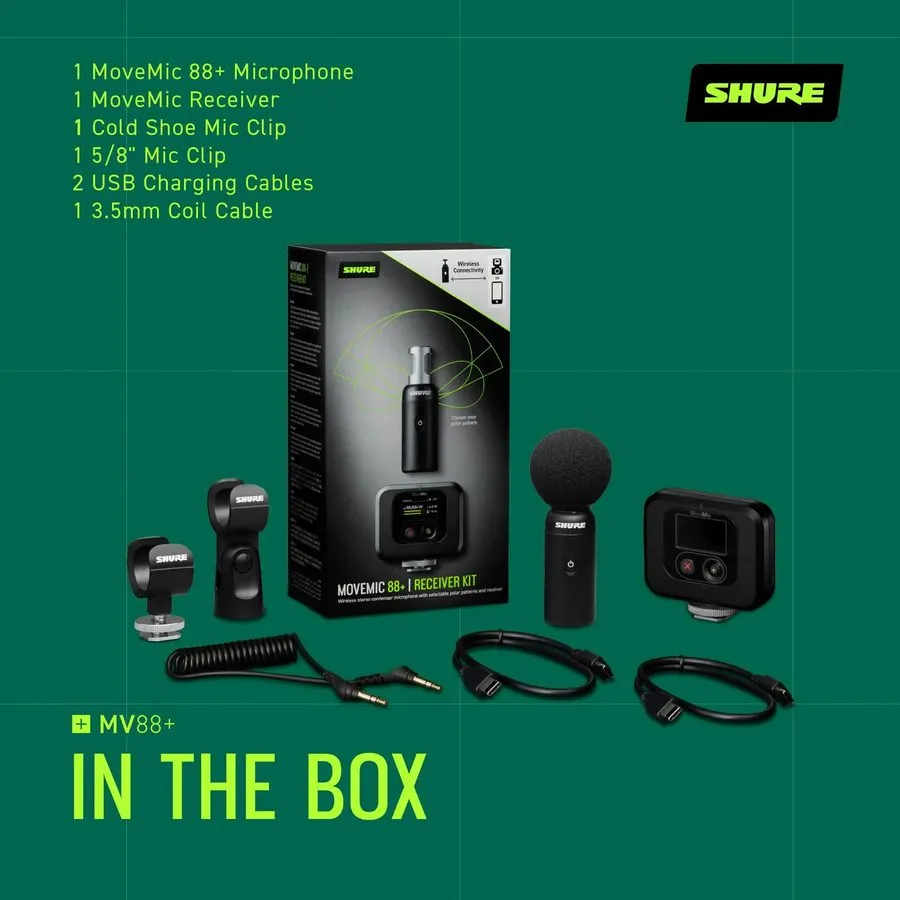 Микрофон Shure MV88+W-KIT-Z7 MoveMic 88+ Wireless Video Microphone Kit Stereo Co — фото лота 2