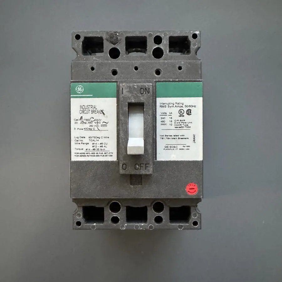 Автоматический выключатель GENERAL ELECTRIC TED134020WL 3 POLE 20 AMP 480v CIRCU