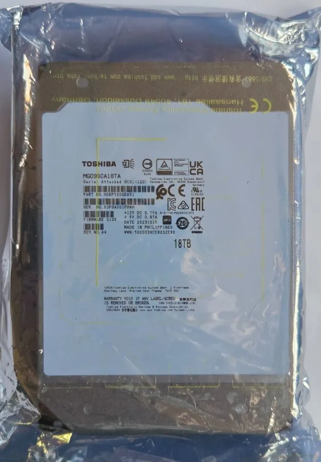 Сервер Toshiba 18TB 7.2K SAS 12Gbps 3.5" Server JBOD HDD MG09SCA18TA PARTS ONLY