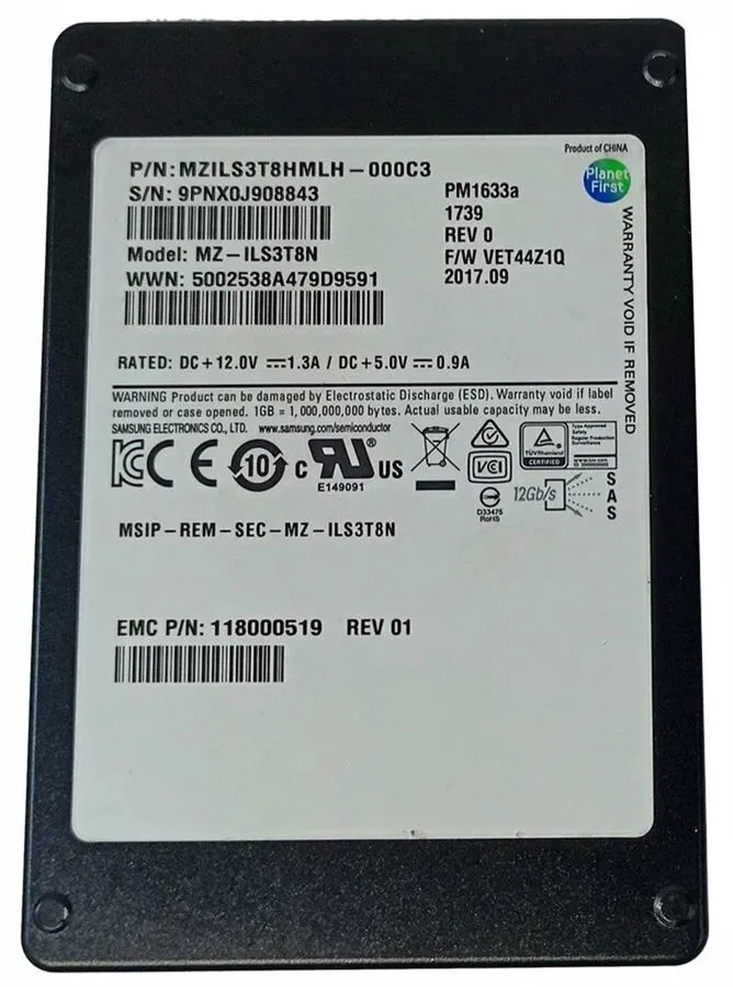 SSD-накопитель Samsung PM1633a MZ-ILS3T8N 3.84TB SAS 12Gbps 2.5" EMC 118000519 I