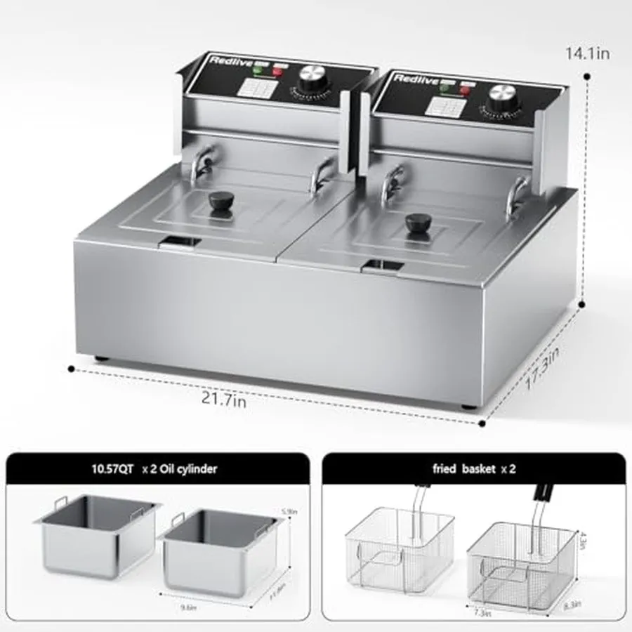 Фритюрница Commercial Deep Fryer with Basket 21QT/20L Stainless Steel Large Capa