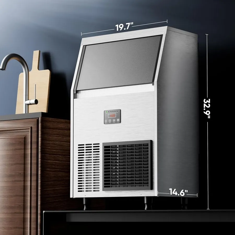 Льдогенератор Commercial Ice Maker Machine,100lbs/24H Stainless Steel Ice Machin