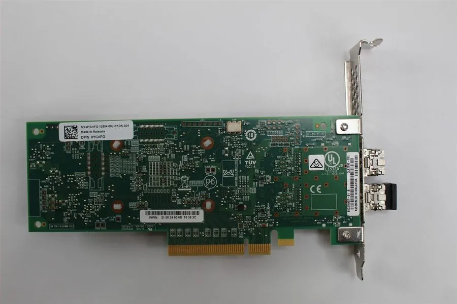 Контроллер Dell QLogic QLE2692-DEL 16Gb FC SFP+ Dual Port Full Height HBA YCVFG — фото лота 1