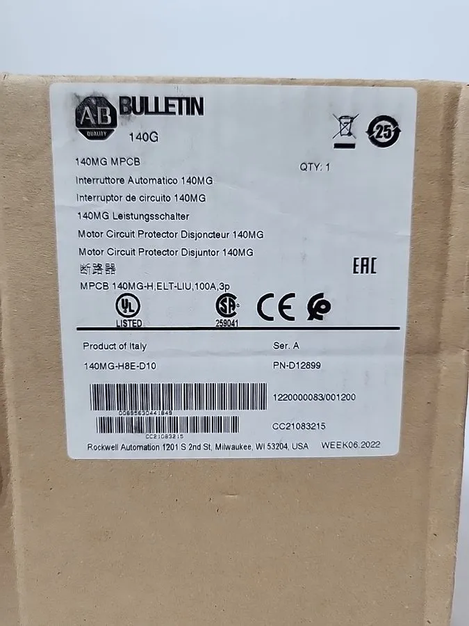 Автоматический выключатель Allen-Bradley 140MG-H8E-D10 Motor Protection Circuit