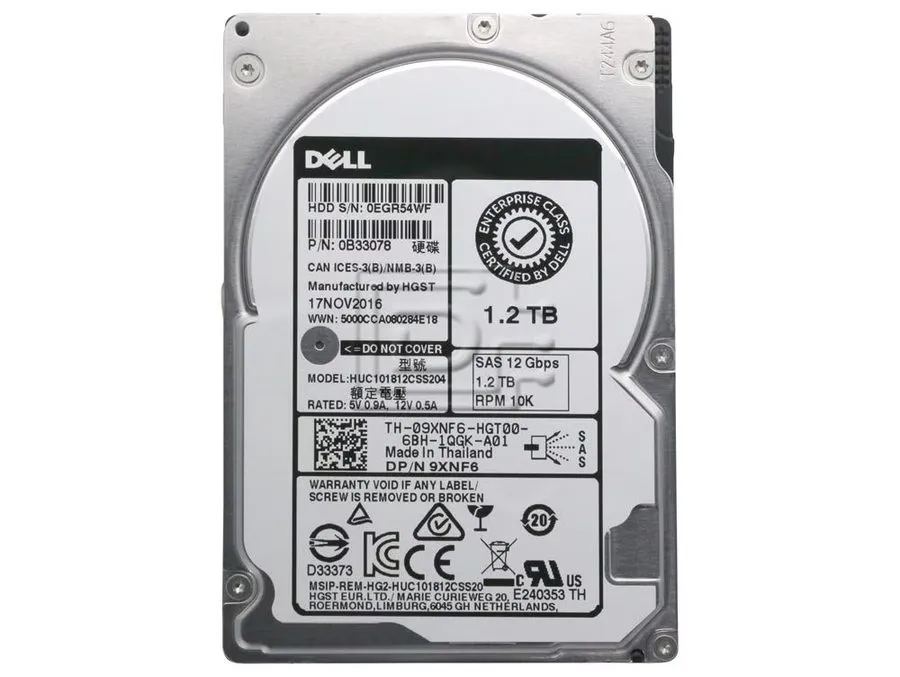 Жёсткий диск Dell 0B33078 1.2TB 10K SAS 2.5 12G HDD HGST HUC101812CSS204 Hard Dr