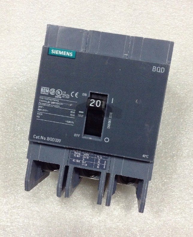 Автоматический выключатель SIMENS BQD BQD320 3 POLE 20 AMP 480V GRAY CIRCUIT BRE
