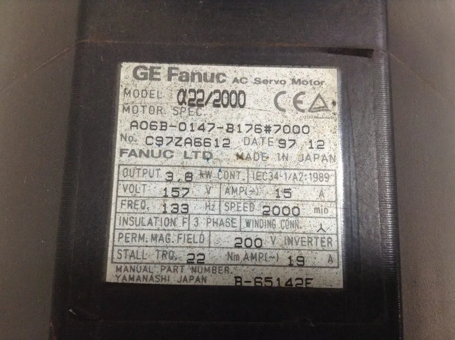 Серводвигатель Fanuc A06B-0147-B675#S000 a22/2000 AC Servo Motor 157 V 3.8 kW A0