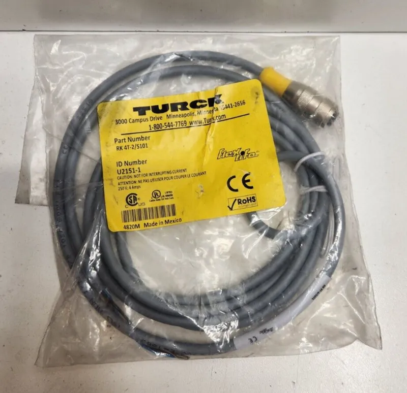 Соединительный кабель TURCK 2 METER 3 WIRE M12 EUROFAST CORDSET U2151-1 RK 4T-2/