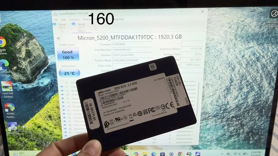 Сервер Micron MTFDDAK1T9TDC 1.92TB SSD SATA 2.5 Server Laptop Desktop PC Hard Dr