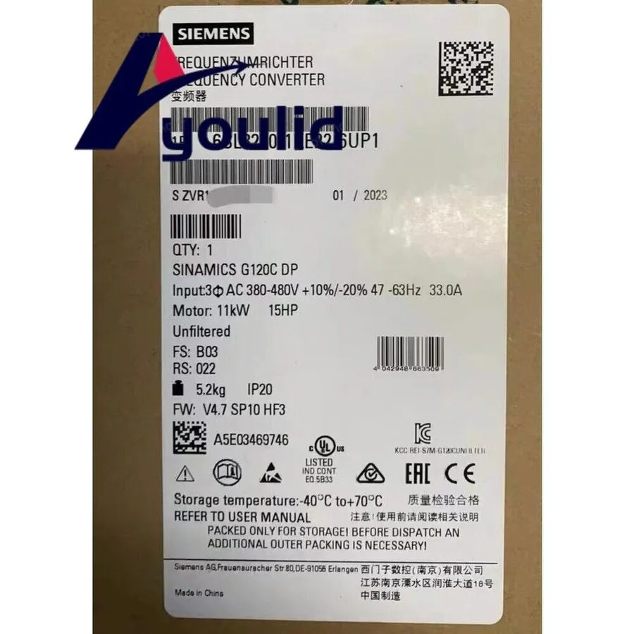 Частотный преобразователь Siemens 6SL3210-1KE22-6UP1 SINAMICS G120C 11KW Convert