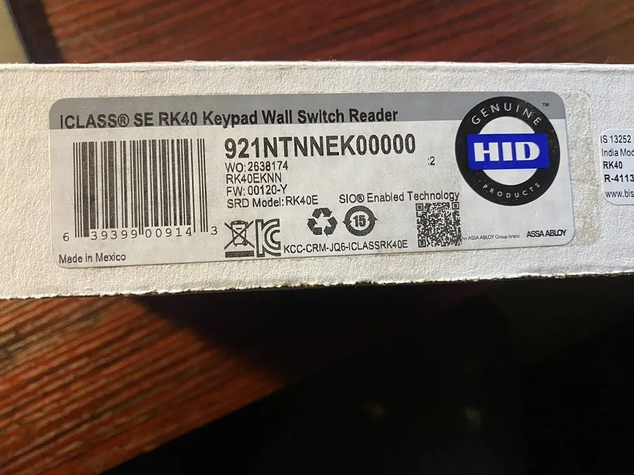 Клавиатура HID 921NTNNEK00000 iCLASS SE RK40 Keypad Wall Switch er