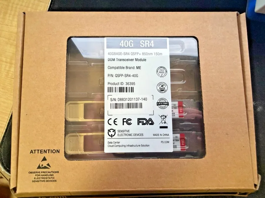 Трансивер Fiberstore QSFP-SR4-40G 40GBASE-SR4 QSFP+ 850nm MPO DOM Transceivers M