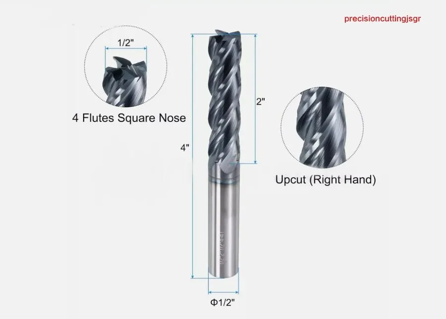 Режущий инструмент 4 Flute 1/2" shank x 2" x 4" Long Solid Carbide End Mill TiAL — фото лота 2