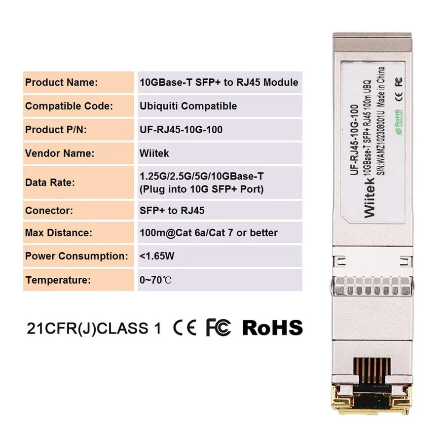 Оптический модуль 100 Meters, 10Gb to RJ45 Module, 2.5G/5G/10GBase-T Ethernet Co — фото лота 2