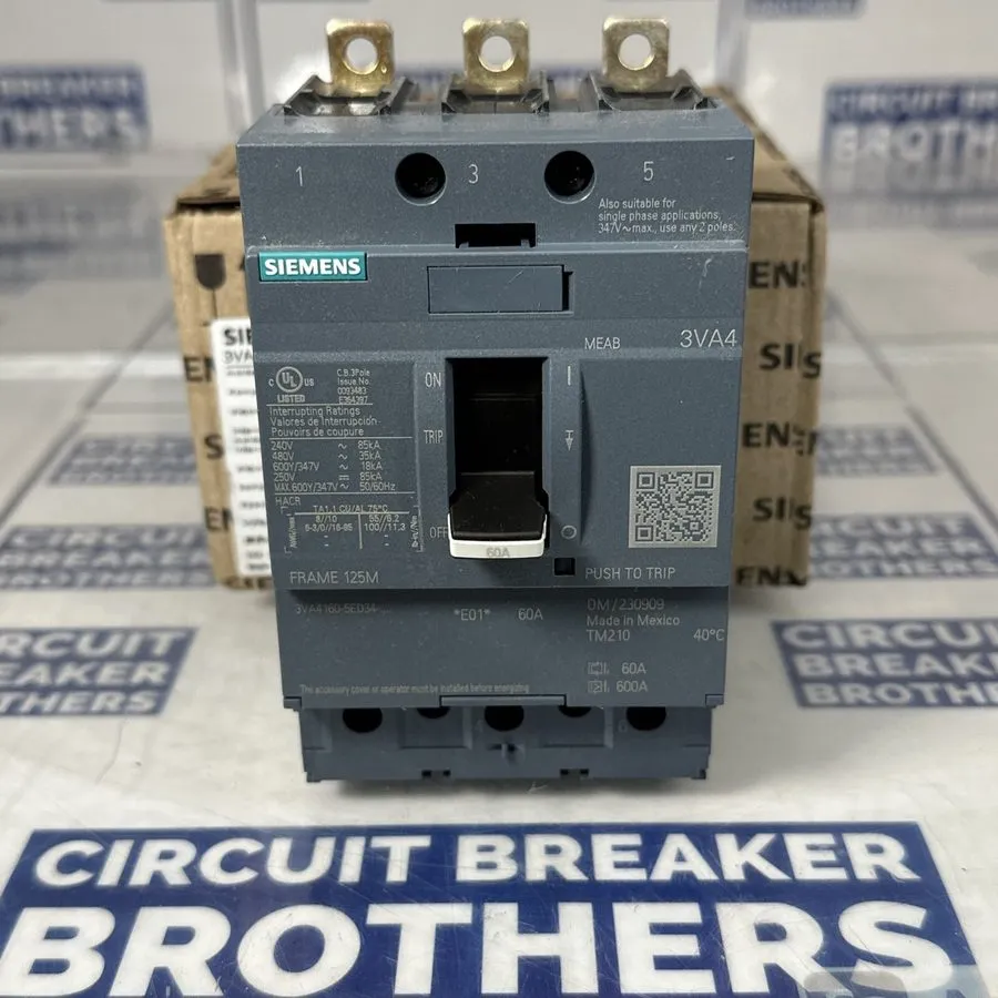 Автоматический выключатель SIEMENS CIRCUIT BREAKER 3VA4160-5ED34-0AA0 60A 600Y/3