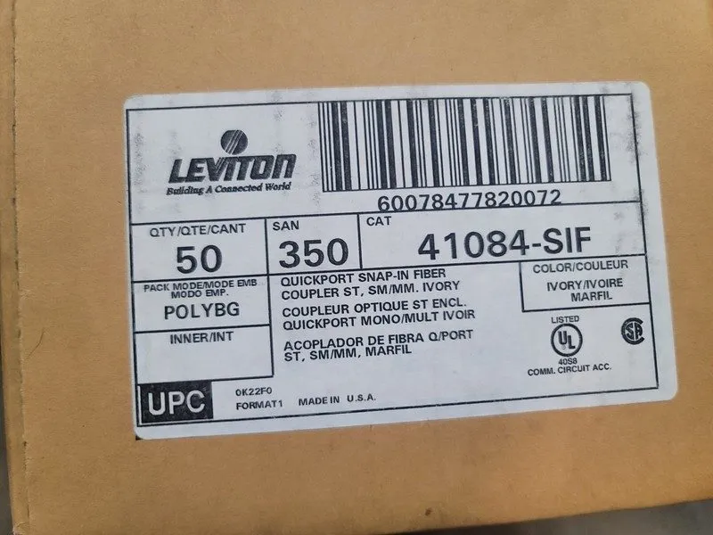 Оптический модуль Box Of 50 Leviton Quickport Span-In Fiber Coupler ST, SM/MM Iv — фото лота 1