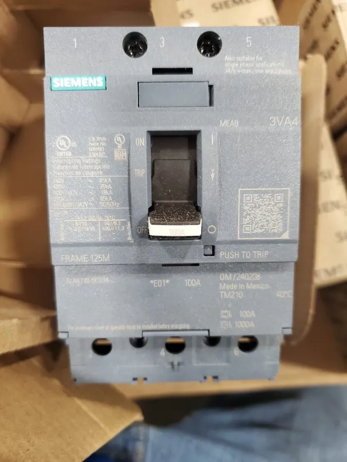 Автоматический выключатель SIEMENS 3VA4110-5ED34-0AA0 CIRCUIT BREAKER 3P 100A 48