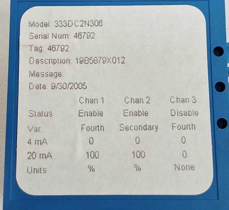 Трубопроводная арматура ROSEMOUNT 4-20MA Outputs Hart Tri-Loop 333DC2N306