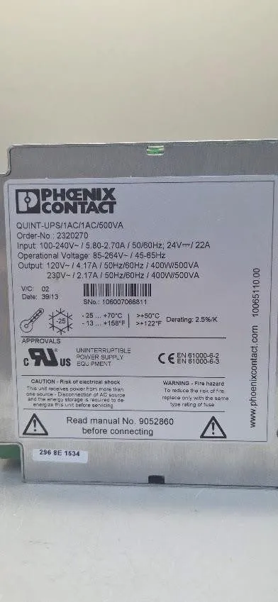 Блок питания Phoenix Contact Power Supply 2320270 QUINT-UPS/1AC/1AC/500VA