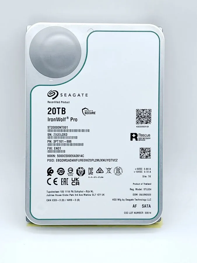 Жёсткий диск Seagate Ironwolf Pro 20TB 7200RPM SATA 6Gb/s 3.5" NAS HDD ST20000NT